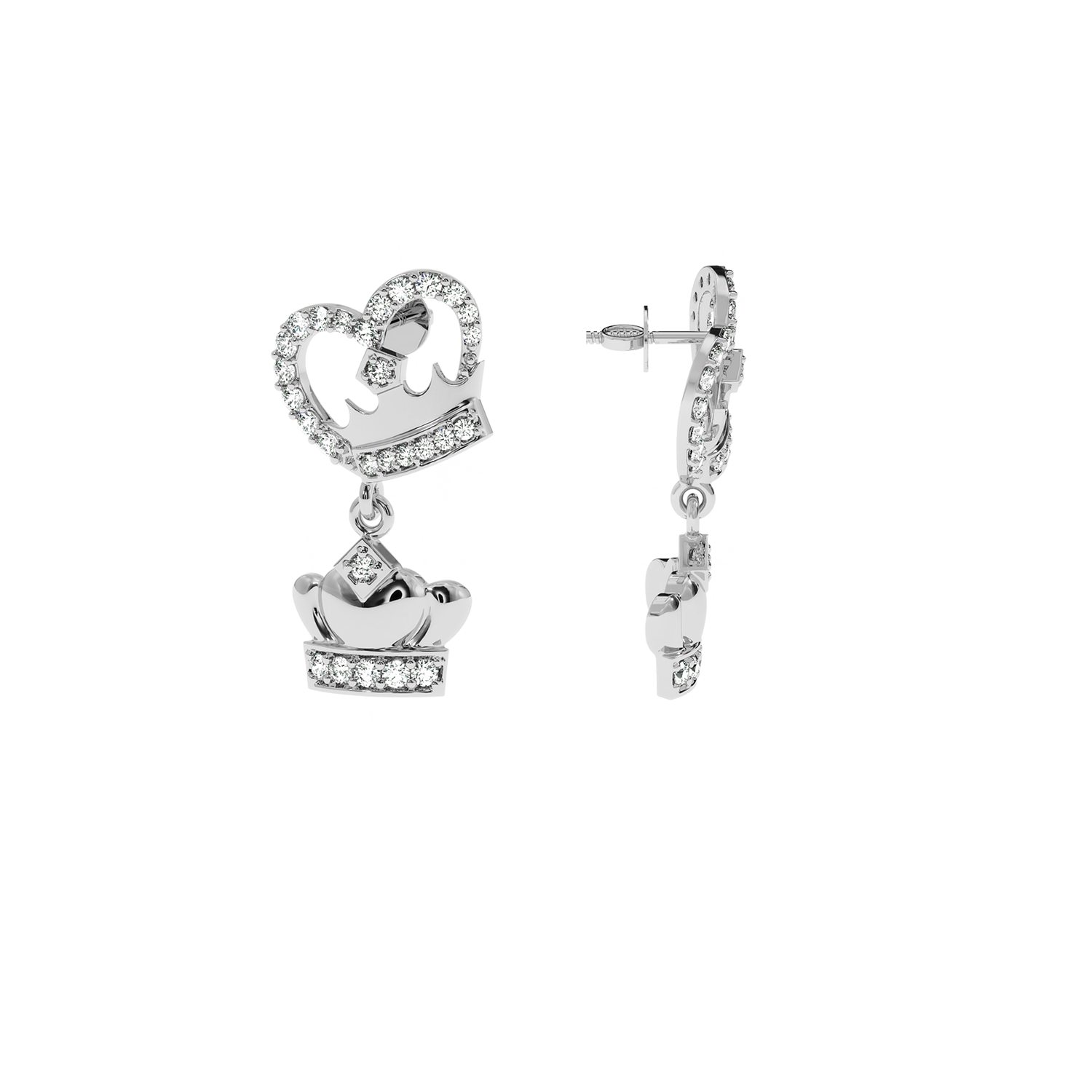 Solitairekart 0.44 CT Crown Heart Lab Diamond Earrings
